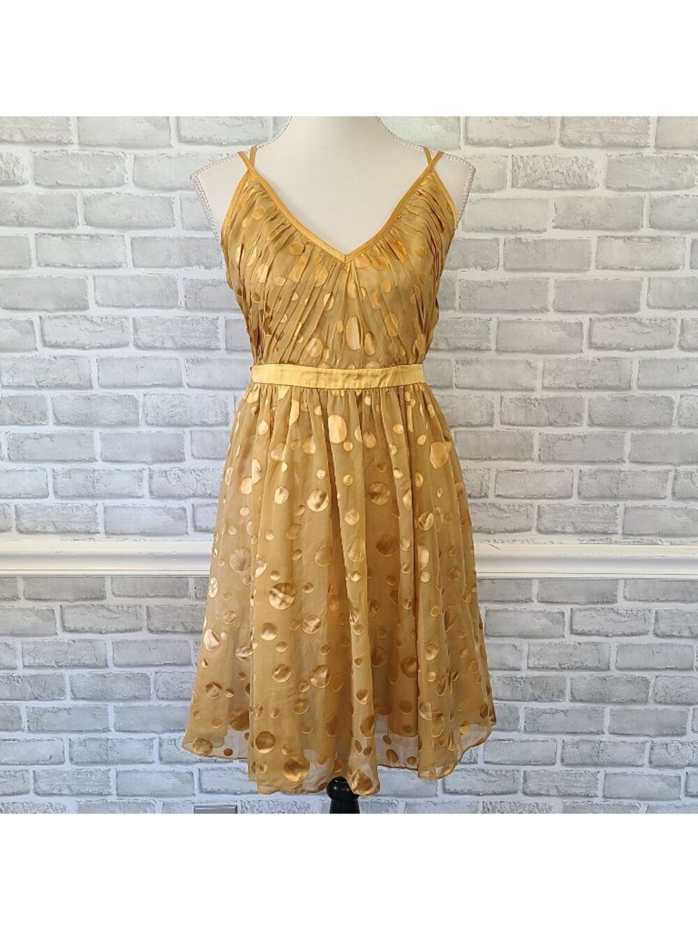 Arden B Silk Polka Dot Retro Open Back Mini Dress Burnout Fit and Flare Medium